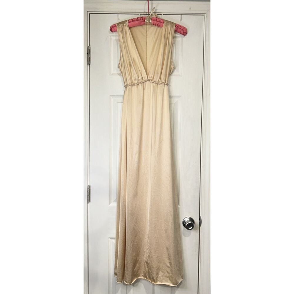 Vanity Fair Cream Long Satin Nightgown